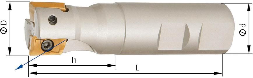 Schaftfräser zylindrisch D25mm Z2 für APET/APMT/APKT 1604. FORMAT