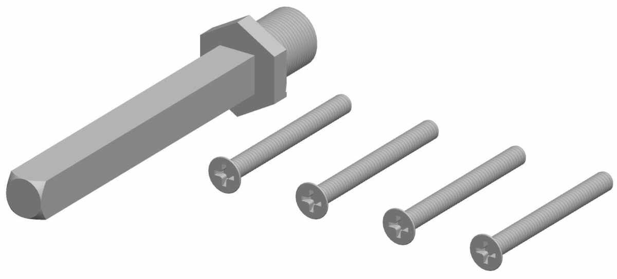 Befestigungsset zu Rosettengarnitur 2073 FH - passend für Türstärke 75 - 84 mm - Set à 4 Schrauben M4 x 90 mm