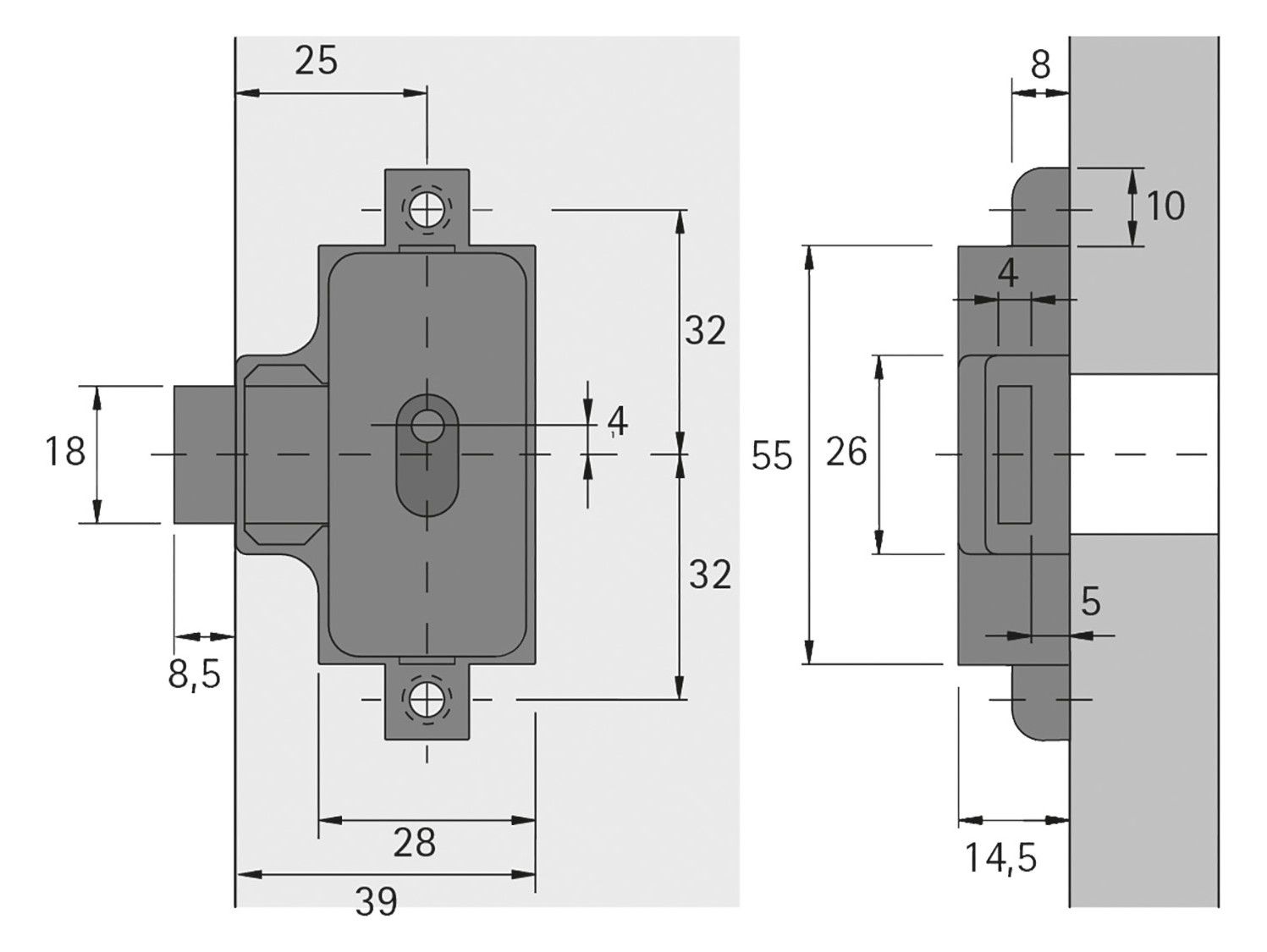 HETTICH Set Drehstangenschloss z. Anschrauben