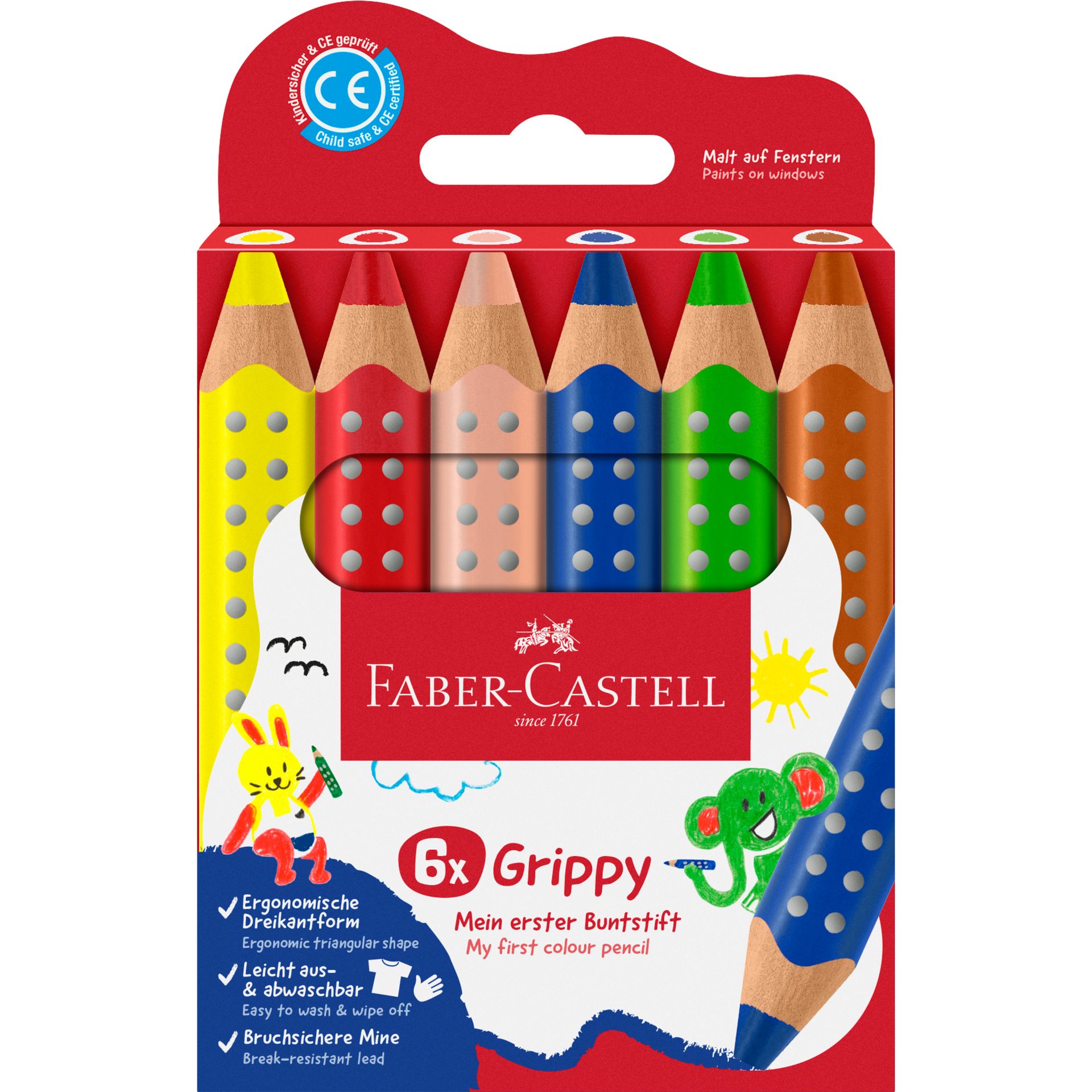 Buntstift Grippy sort 6St