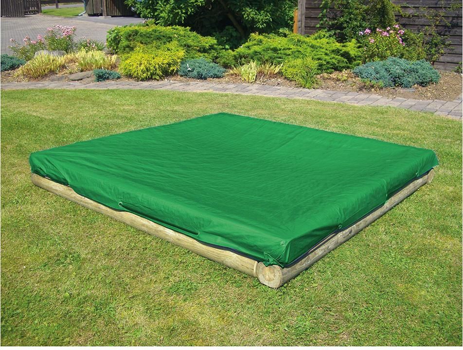 Sandkastenabdeckung, 225 x 225cm, 140g/m² mit elastischer Kordel PE Gewebeplane grün