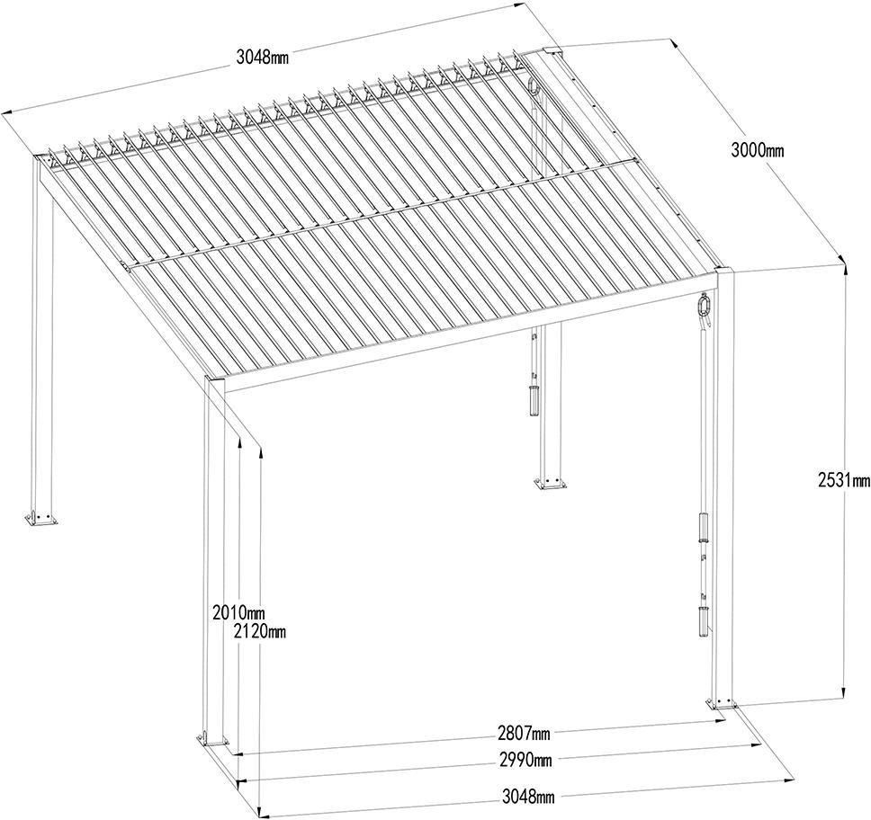 Pergola mit LamellenndachGr. 1 300 x 505 x 212/238 cm
