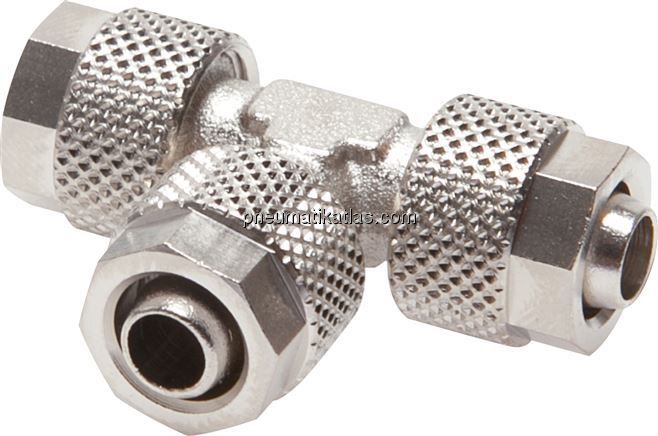 T-Verschraubung 4x2 / 4x2mm, Messing vernickelt
