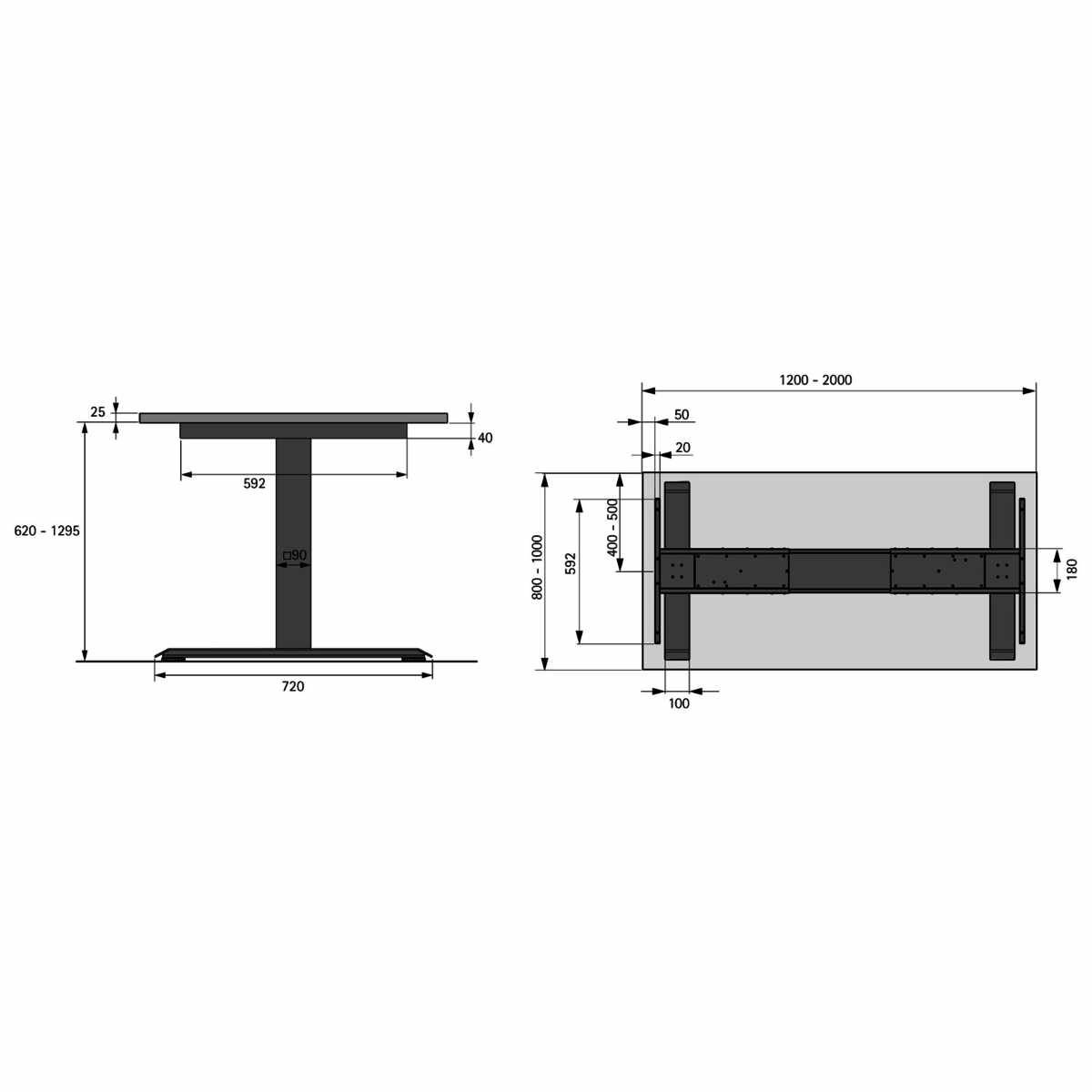 LegaDrive Systems Tischgestell-Set Basic, silber,