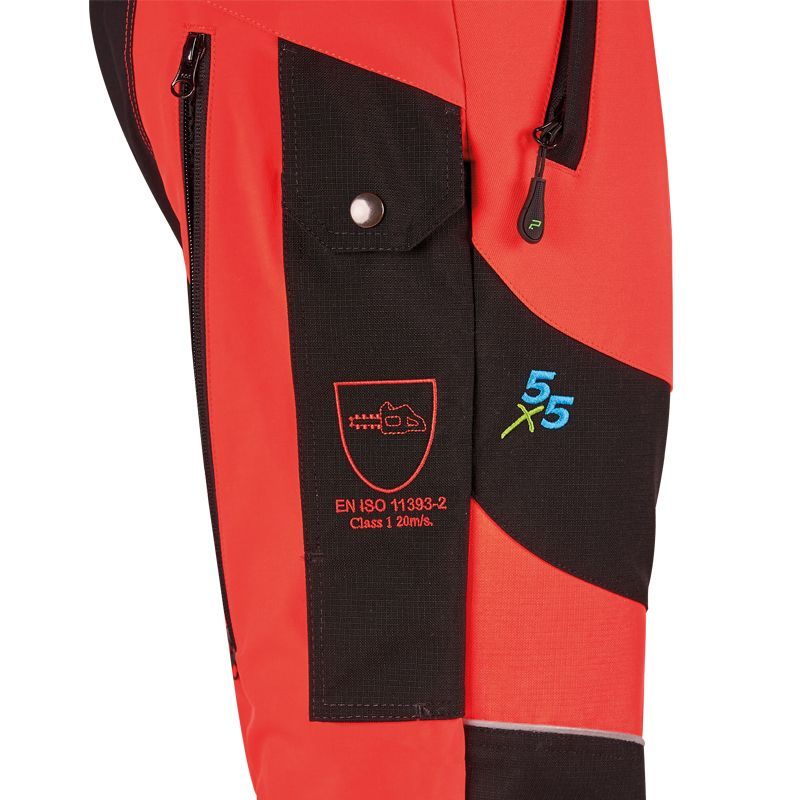 PSS X-treme Schnittschutzhose Breeze EN 20471 neonrot/schwarz - Gr. 50