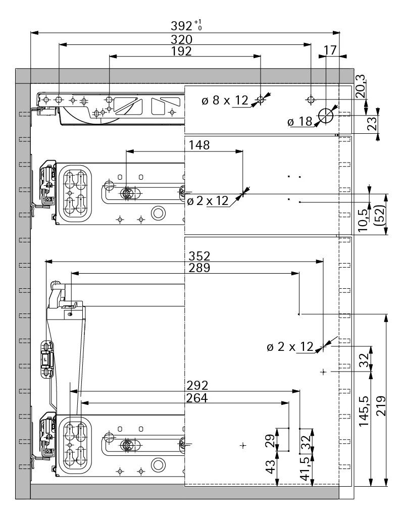 HETTICH Container-Set mit Voll- und Überauszügen