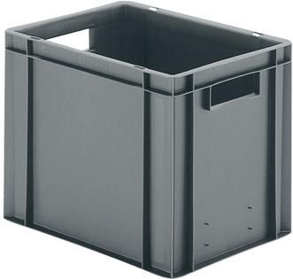 Transport-Stapelkasten B400xT300xH320 mm grau, geschlossen mit Griffloch LA-KA-PE