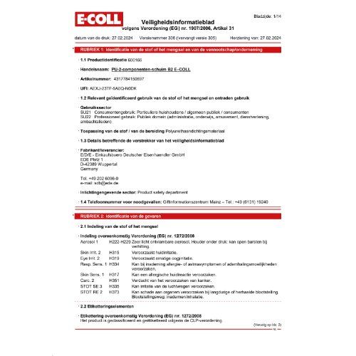 PU-Montageschaum 2K Turbo400ml (MDI-haltig) E-COLL