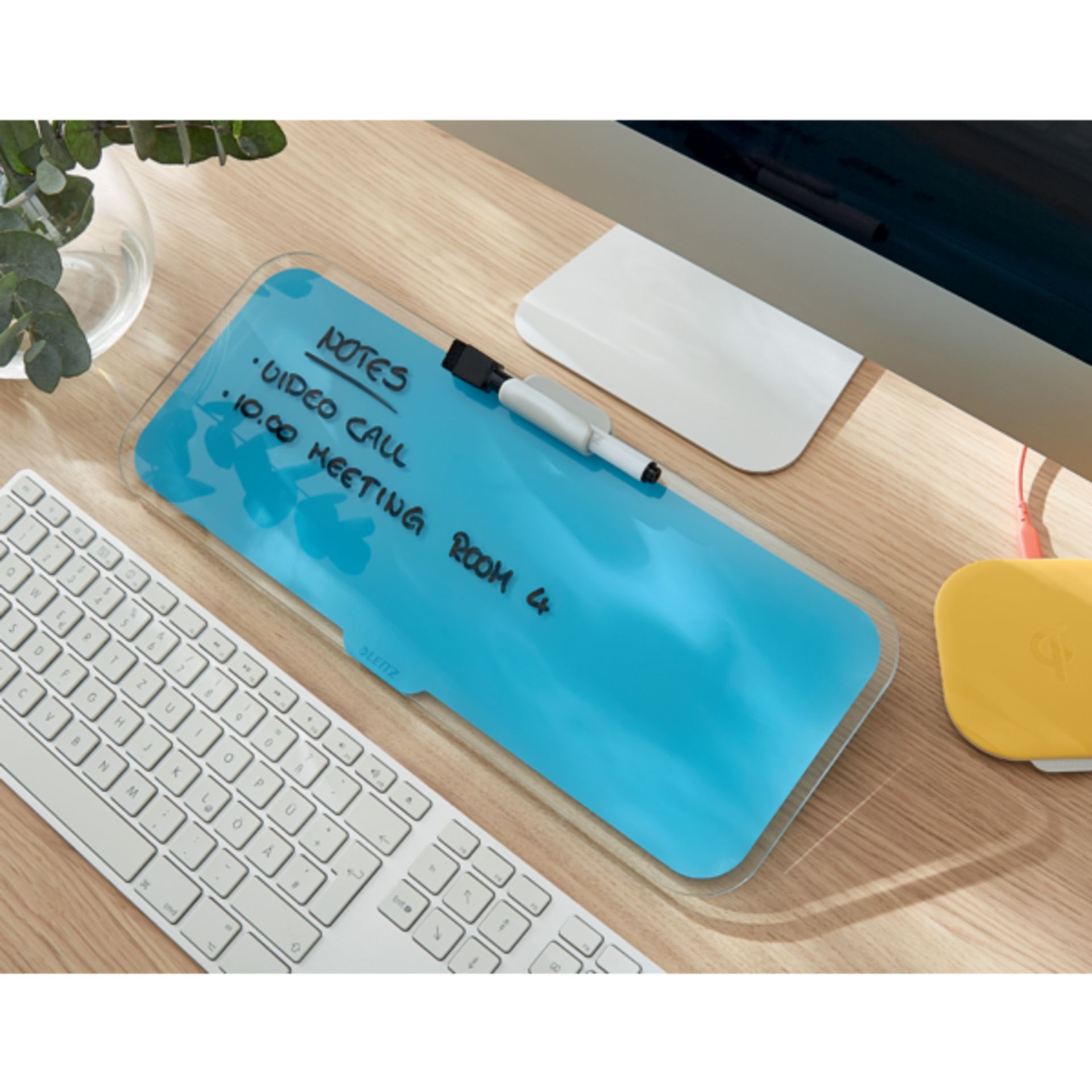 Desktop-Memoboard Cosy 380x150x60mm Glas blau