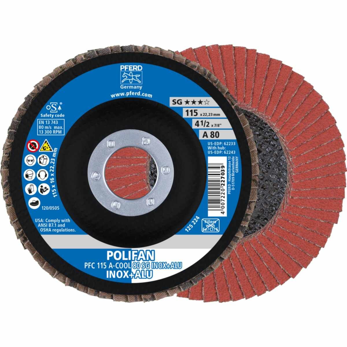 PFERD POLIFAN-Fächerscheiben PFC 115 A-COOL 80 SG INOX+ALU