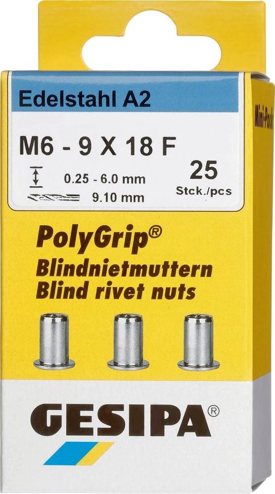 Bl.Nietm. VA Minipack Polygrip A2 M6 x 9 x 18