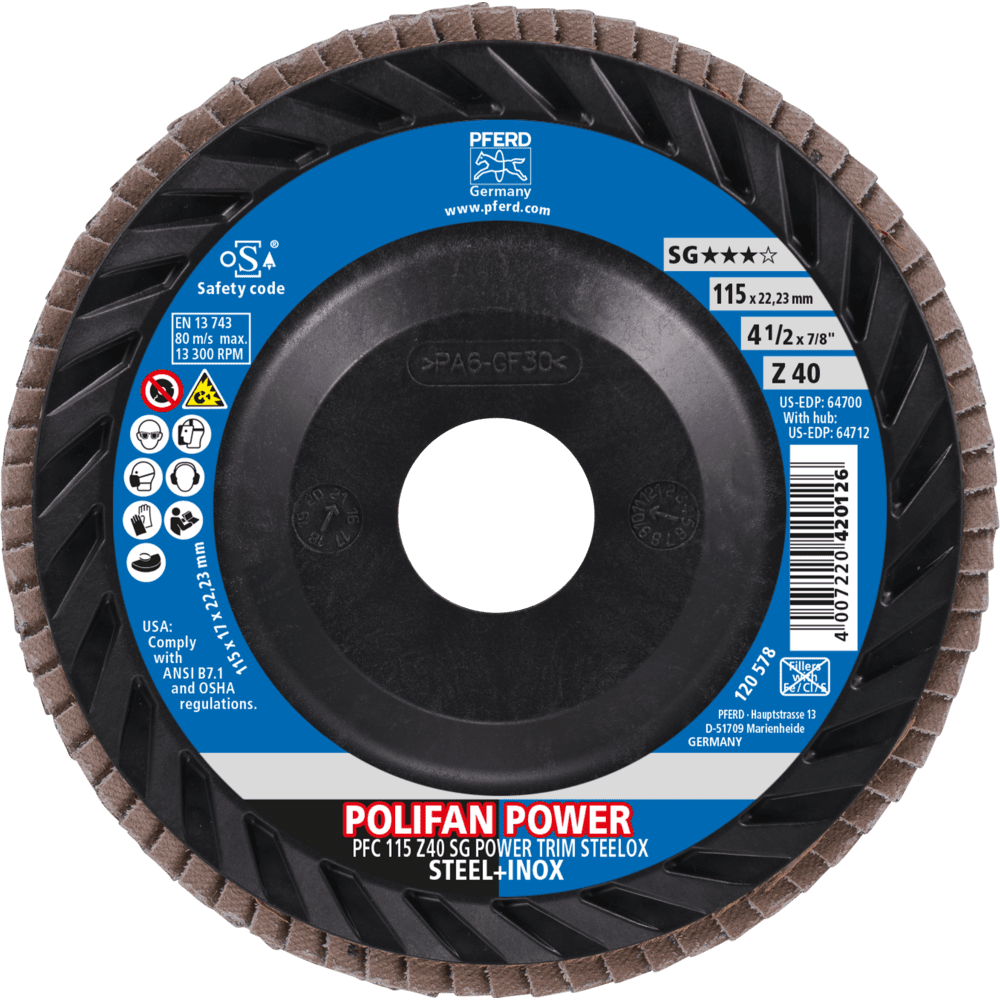 PFERD POLIFAN-Fächerscheiben PFC 115 Z 40 SG POWER TRIM STEELOX
