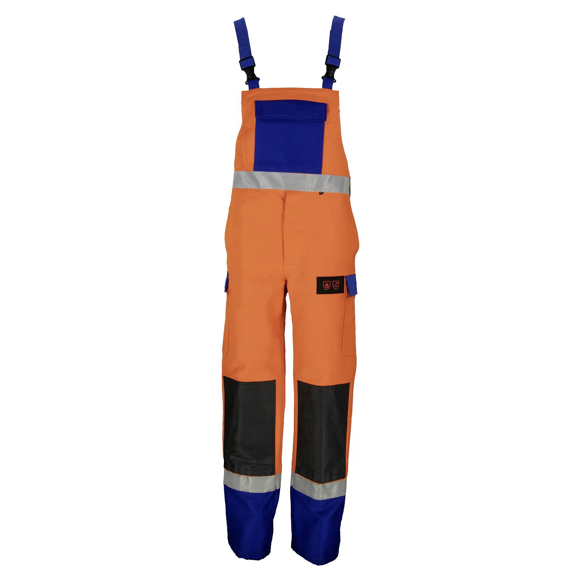 Schweißerschutz-Latzhose SECLH81P, orange/blau, Gr. 42