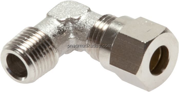 Winkel-Schneidringverschraub. R 1/8"-4 LL (M8x1), Messing vernickelt