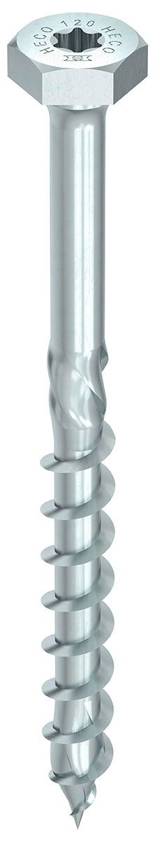 HECO-TOPIX-plus 10,0 x 120, Kombisechskantkopf, Sechskantkopf + T-Drive, Teilgewinde, verzinkt blau, A3K, 50 Stück, VARIANTA-Handwerkerverpackung