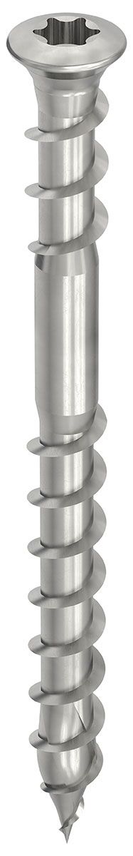 HECO-TOPIX-plus A2 5,0 x 50, Terrassenbelagschraube, Linsensenkkopf, HECO-Drive, UK-Gewinde, blank, gleitbeschichtet, 200 Stück, VARIANTA-Handwerkerverpackung