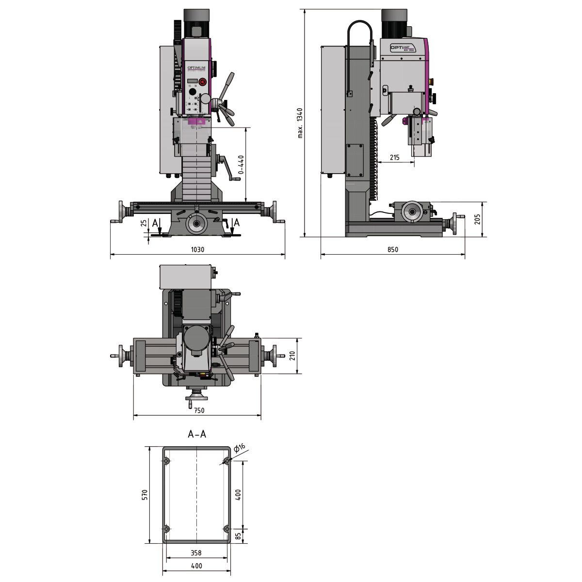 Bohr-Fräsmaschine Optimum OPTImill MH 35G