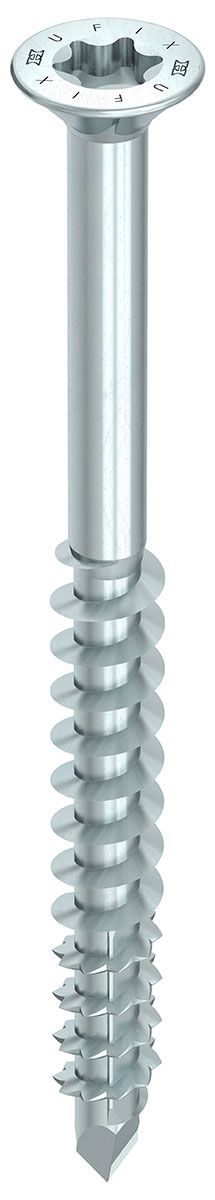 HECO-UFIX 4,0 x 40, MDF-Schraube, Senkkopf mit Frästaschen, HECO-Drive, Teilgewinde, verzinkt blau, A2K, gleitbeschichtet, 200 Stück, SKV-Kleinverpackung