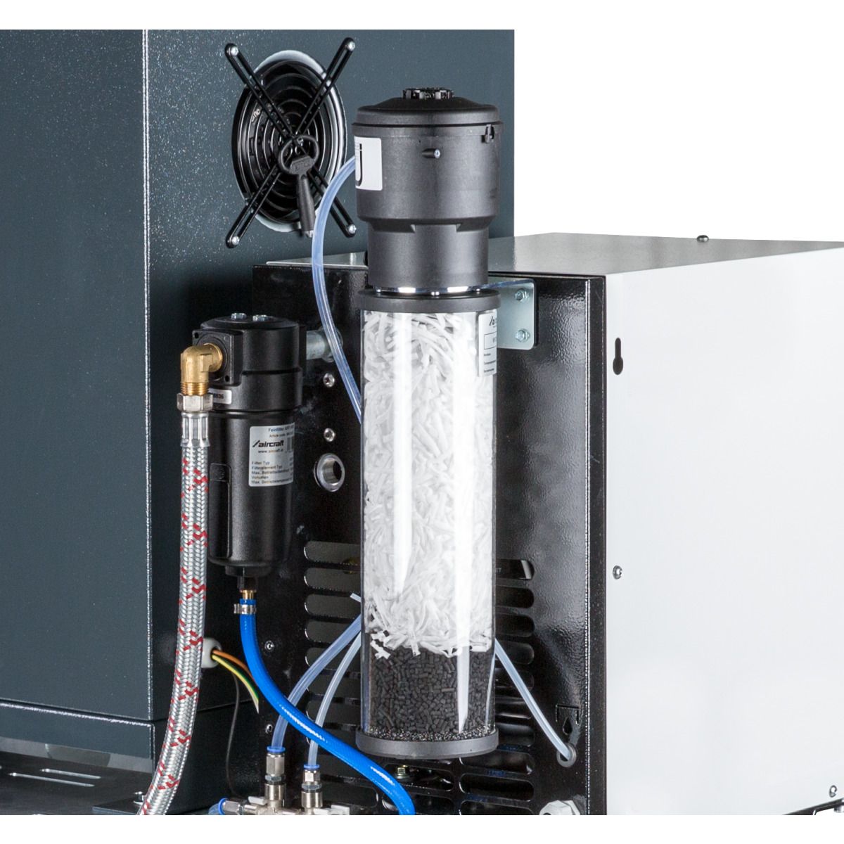 Druckluft-Zentrale mit 2x100 l Behälter, Kältetrockner, automatischem Kondensatableiter, Vorfilter und Kondensataufbereiter zur Ölwasser-Trennung Airc