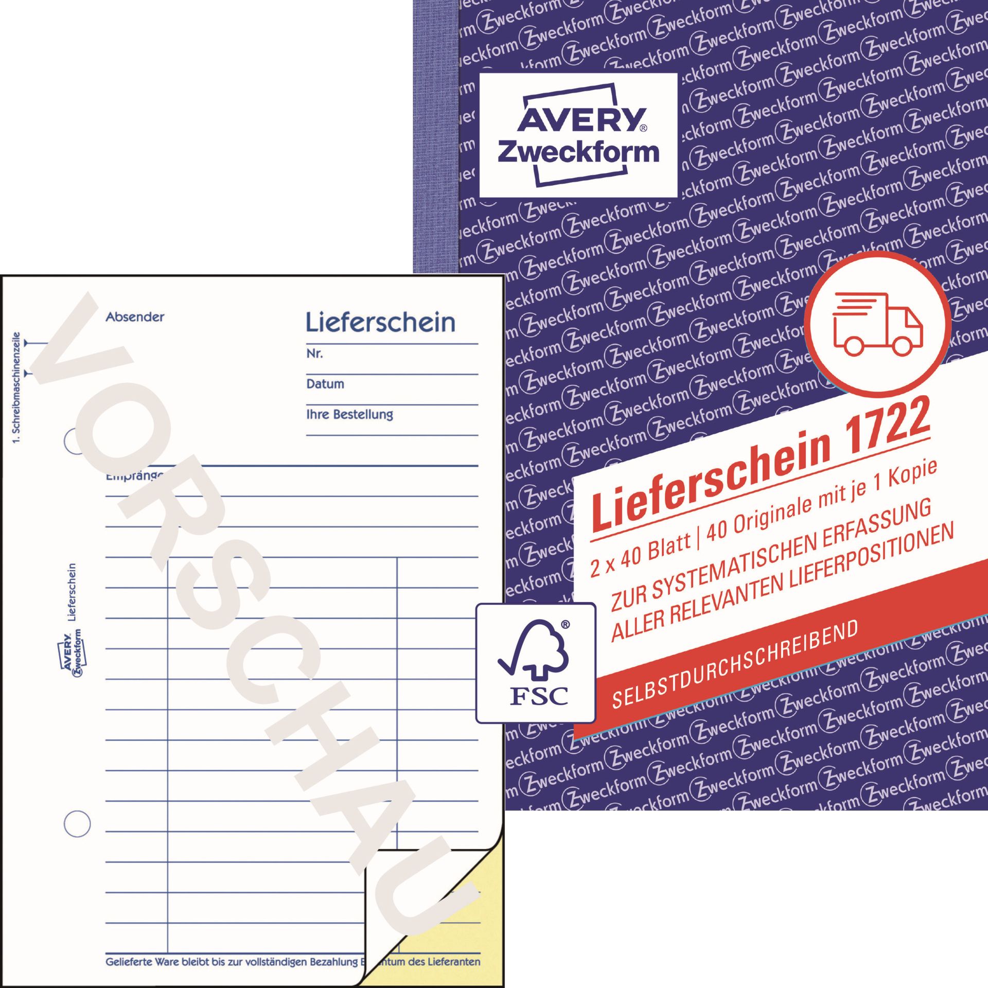 Lieferschein DIN A6 +Durchschlag 2x40Bl.