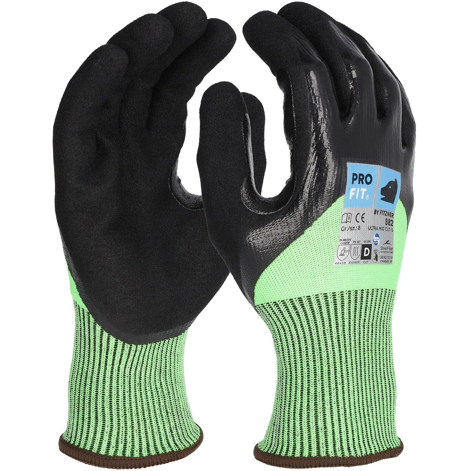 Nitril Schnittschutzhandschuh"Ultra Mid Cut D", neongrün 10