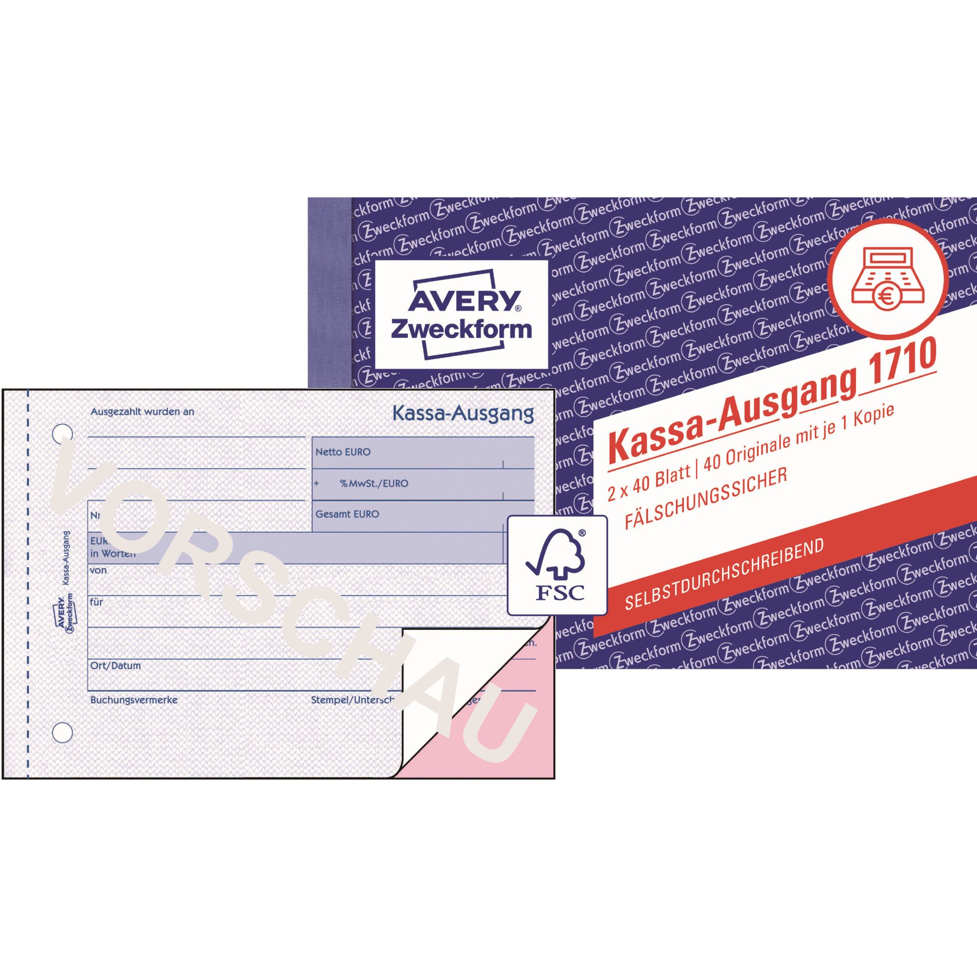 Kassa-Ausgangsbuch DIN A6 quer 2fach