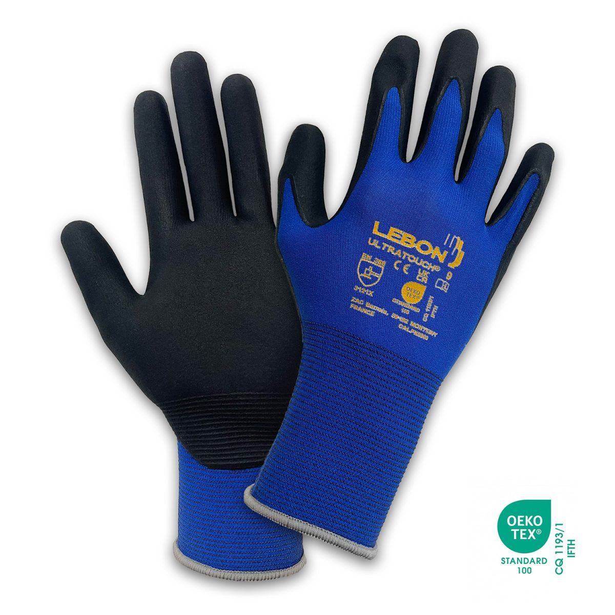 LEBON STRICKHANDSCHUH ULTRATOUCH Polyamid mit Elasthan, 18G, blau, Gr. 6