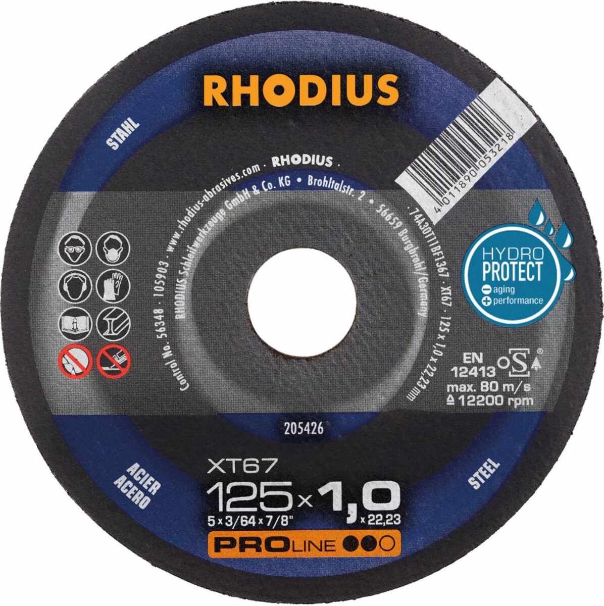 Trennscheibe XT67 125 x 1,0 mm ger. Rhodius