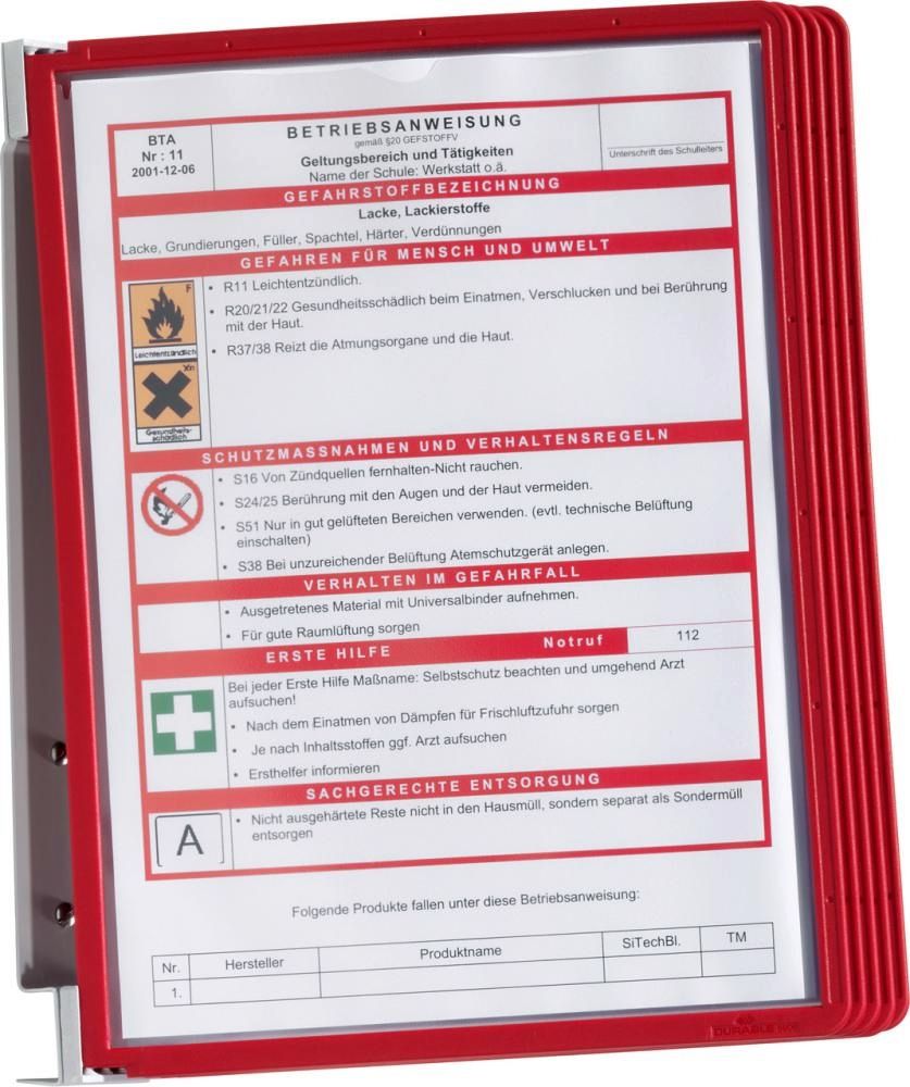 Sichttafelsystem rot, VE: 1 SET