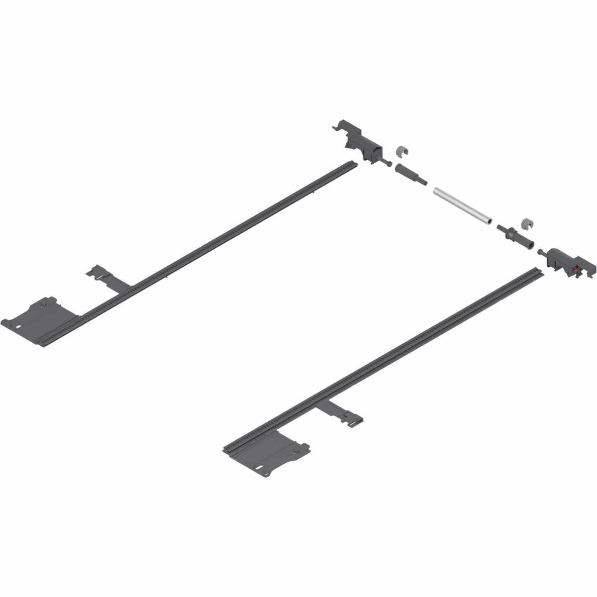 MOVENTO Seitenstabilisierung, NL=600 mm, KB=1400 mm, Vollauszug, zum Ablängen, R7037 staubgrau