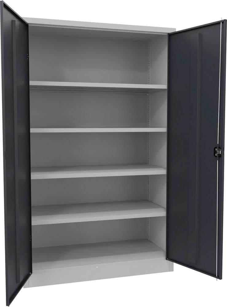 Flügeltürenschrank 4 Einlegeböden a 80kg RAL 7035/7016 B1200xT600xH1950mm