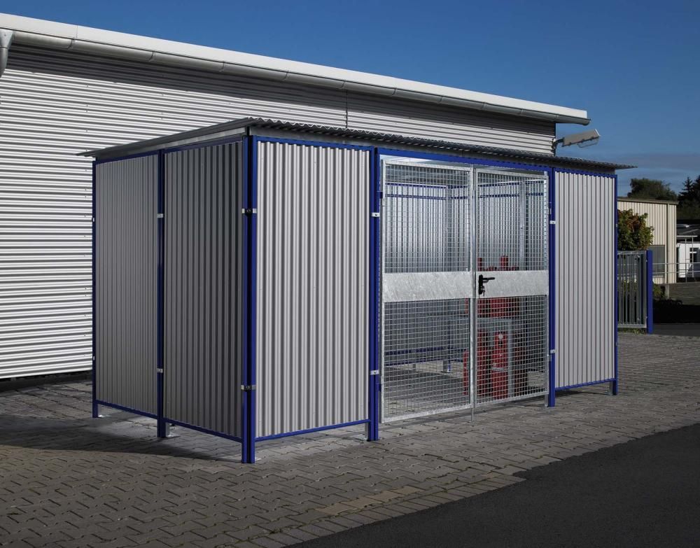 Universalbox B2500xT2500xH2300 mm mit Alu-Rückwand feuerverzinkt RAL 5002